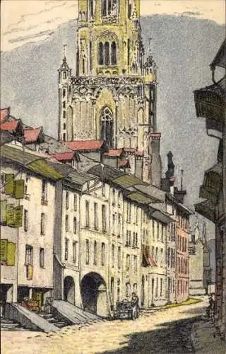 Künstler Ak Bern Stadt Schweiz, Landesausstellung 1914, Straßenpartie