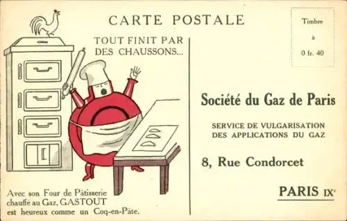 Ak Paris IX., Reklame, Societe du Gaz de Paris