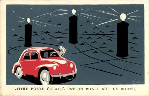 Ak Votre poste eclaire est un phare sur la route