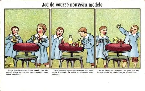 Künstler Ak Jeu de course nouveau modèle, Kinder mit Spielzeug