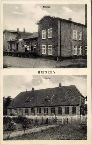 Ak Rieseby in Schleswig Holstein, Meierei, Schule