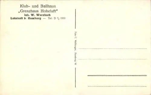 Ak Hamburg Eimsbüttel Lokstedt, Klubhaus und Ballhaus Grenzhaus Hoheluft