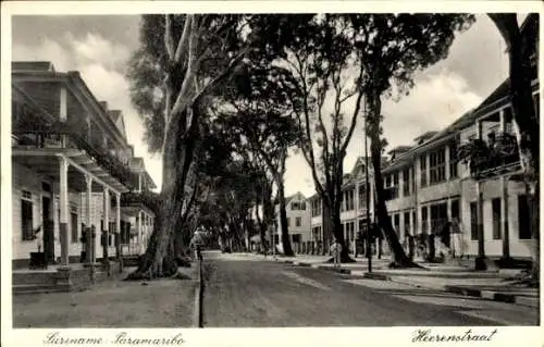 Ak Paramaribo Suriname, Blick in die Herrenstraat