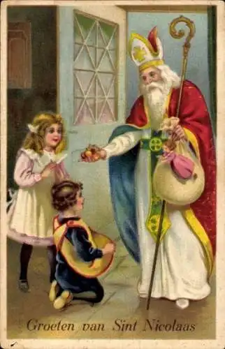 Ak Glückwunsch Sankt Nikolaus, Kinder, Geschenke, Puppe