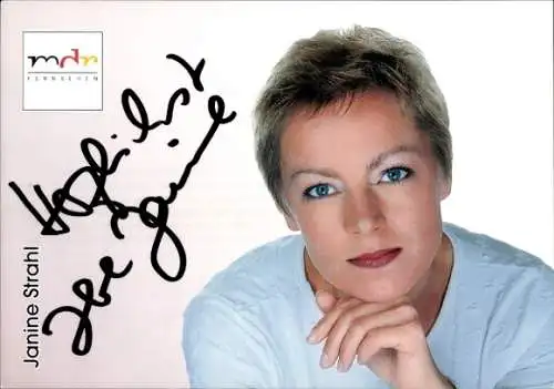 Ak Schauspielerin Janine Strahl, Portrait, Autogramm, MDR
