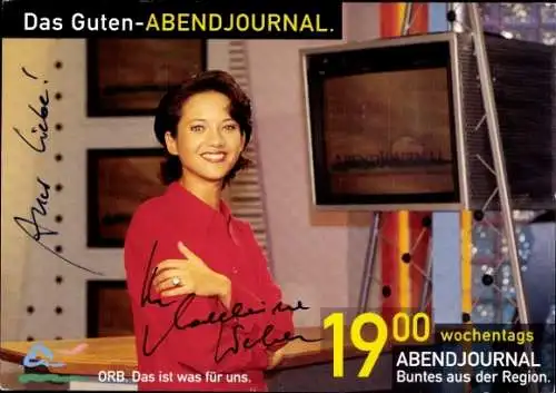 Ak Schauspielerin Madeleine Wehlel, Portrait, Autogramm, Abendjournal, ORB