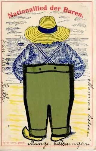 Künstler Ak Nationallied der Buren, Burenkrieg