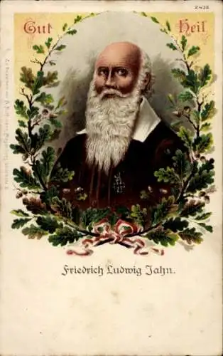 Künstler Ak Friedrich Ludwig Jahn, Turnvater Jahn, Eichenkranz, Eisernes Kreuz, Frei Heil