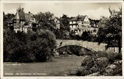 Ak Dillstein Lindlar im Oberbergischen Kreis, Alte Steinbrücke, Pfarrhaus