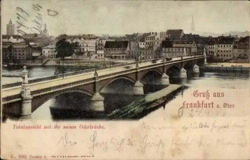 Ak Frankfurt an der Oder, Totalansicht, Neue Oderbrücke