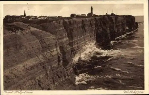 Ak Nordseeinsel Helgoland, Westklippen, Leuchtturm