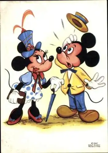 Künstler Ak Walt Disney, Micky Maus, Minnie