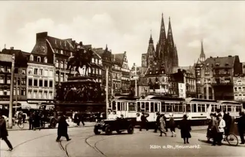 Ak Köln am Rhein, Heumarkt, Dom, Straßenbahnen