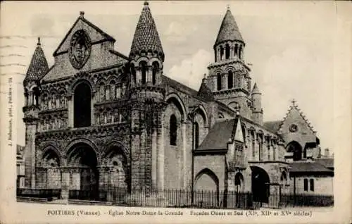 Ak Poitiers Vienne, Eglise Notre Dame la Grande, Facades Ouest et Sud