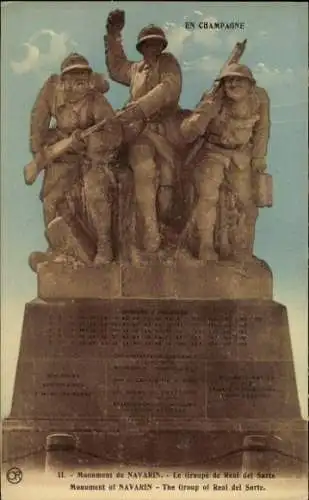 Ak Souain Marne, Monument Navarin, le Groupe de Real del Sarte