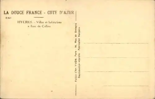 Ak Hyères Var, Villas et habitations a flanc de Colline