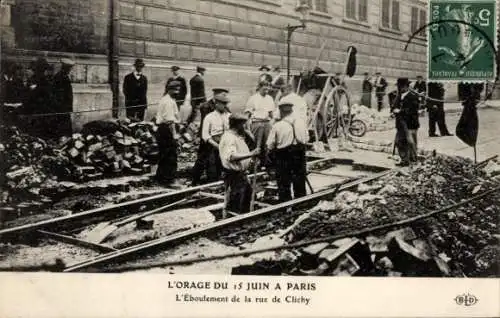Ak Paris IX, Rue de Clichy, Gewitter vom 15. Juni