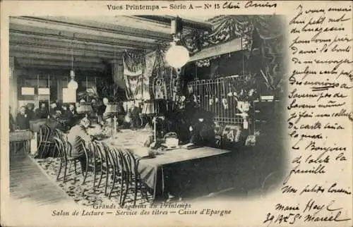 Ak Paris IX, Kaufhaus Printemps, Lesesaal