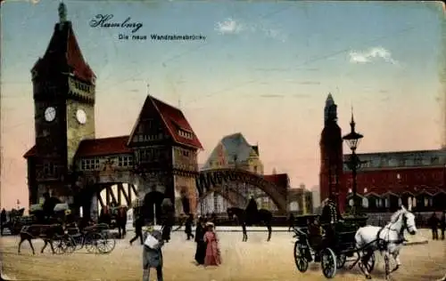Ak Hamburg, neue Wandrahmsbrücke, Kutsche