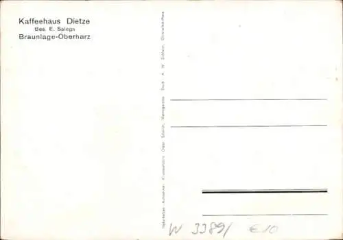 Ak Braunlage am Harz, Cafe Dietze, Staatsbank