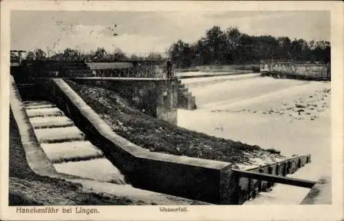 Ak Lingen im Emsland, Hanekenfähr, Wasserfall