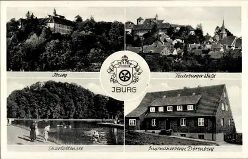 Wappen Ak Bad Iburg in Niedersachsen, Jugendherberge Dörenberg, Charlottensee, Burg