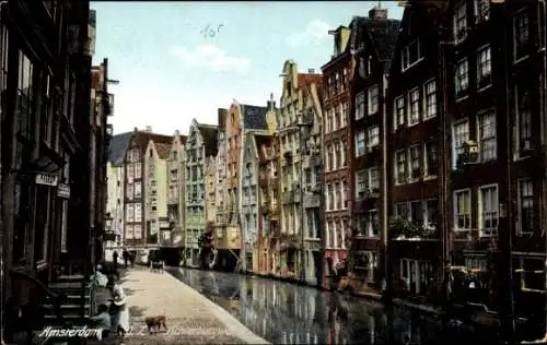 Ak Amsterdam Nordholland Niederlande, Achterburgwal, Wohnhäuser