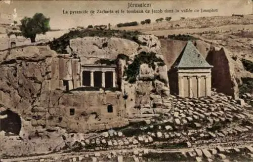 Ak Jerusalem, Israel, Pyramide des Zacharias, Grab Jakobs