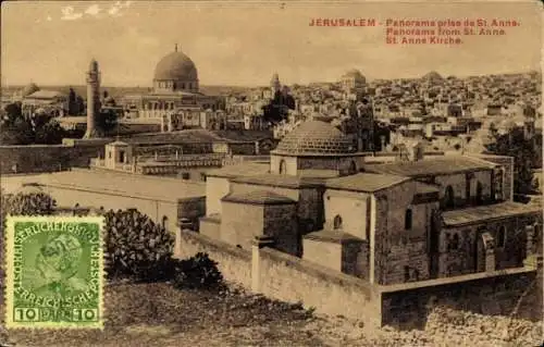 Ak Jerusalem Israel, Sankt-Anne-Kirche, Panorama