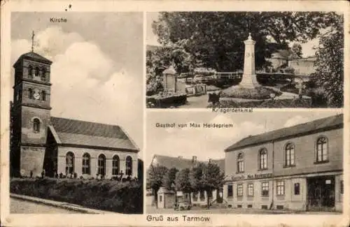 Ak Tarmow Fehrbellin in Brandenburg, Kirche, Kriegerdenkmal, Gasthof