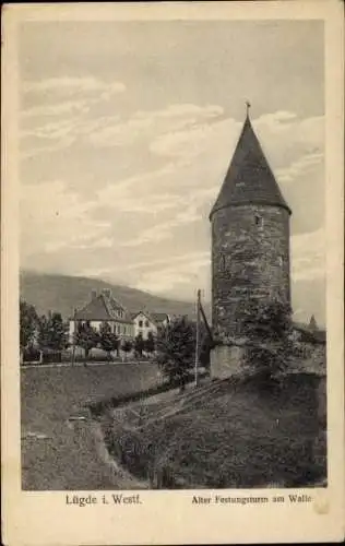 Ak Lügde im Weserbergland, Alter Festungsturm am Wall