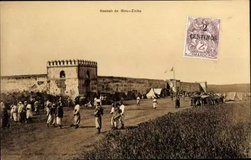 Ak Marokko, Le Maroc, Kasbah de Bou Znika, Festungsmauern