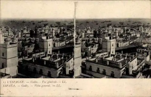 Stereo Ak Cádiz Andalusien Spanien, Gesamtansicht, Blick auf den Ort