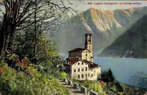 Ak Castagnola Cassarate Lugano Kt Tessin, La Chiesa antica