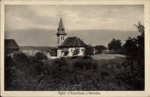 Ak Yverdon les Bains Kanton Waadt, Blick zur Kirche