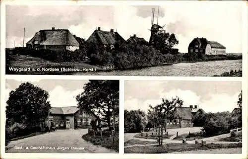 Ak Waygaard Dagebüll in Nordfriesland, Bauernhäuser, Windmühle, Gasthof