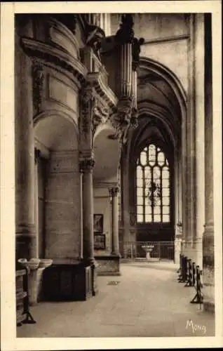 Ak Paris IV, Kirche St. Gervais, Innenansicht, Orgel, Taufbecken