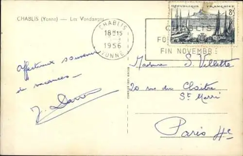 Ak Chablis Yonne, Personen bei der Weinlese