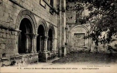 Ak Saint Martin de Boscherville Seine Maritime, Abbaye, Salle Capitulaire