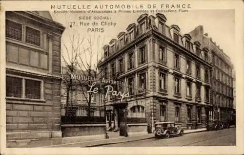 Ak Paris IX, Rue de Clichy, Mutuelle Automobile de France