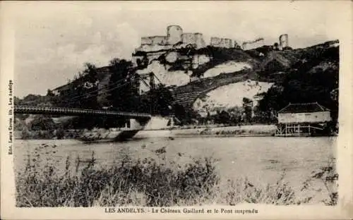 Ak Les Andelys Eure, Schloss Gaillard, Hängebrücke