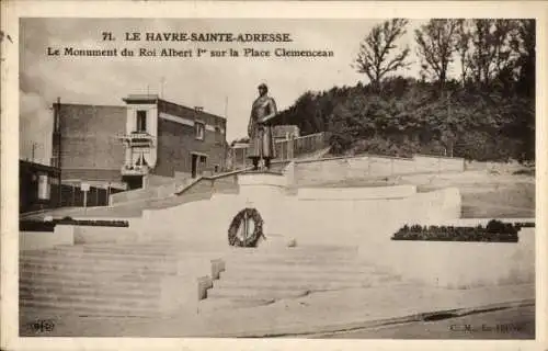 Ak Sainte Adresse Seine Maritime, Le Havre, Monument Albert I, Place Clemenceau