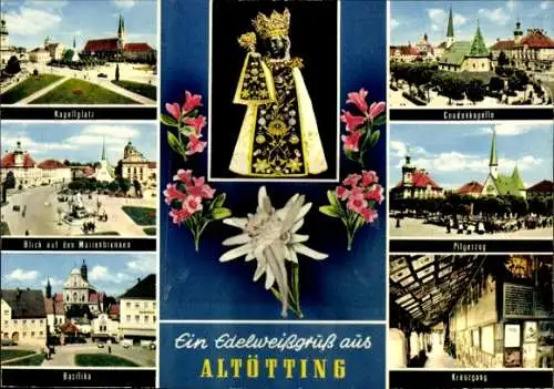 Ak Altötting in Oberbayern, Pilgerzug, Kreuzgang, Basilika, Kapellplatz