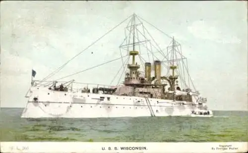 Ak US Amerikanisches Kriegsschiff, USS Wisconsin