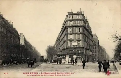 Ak Paris XI, Boulevard Voltaire, Boulevard Richard Lenoir