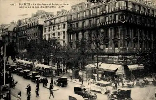Ak Paris XVIII. Montmartre, Boulevard Poissonnière, Rue Montmartre