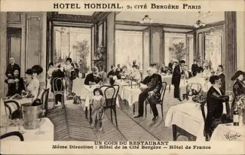 Ak Paris, Eine Ecke des Restaurants, Hotel de la Cite Bergene, Hotel de France