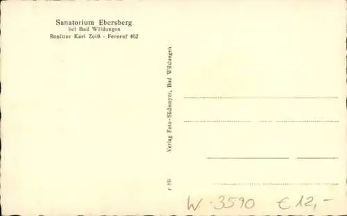 Ak Bad Wildungen in Hessen, Sanatorium Ebersberg, Halle, Speisesaal