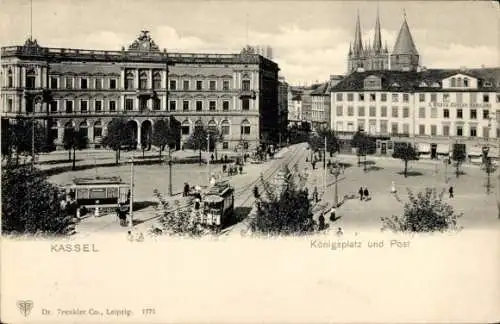 Ak Kassel in Hessen, Königsplatz und Post