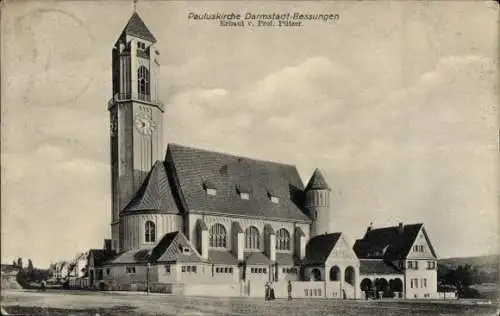 Ak Bessungen Darmstadt in Hessen, Pauluskirche, erbaut von Prof. Pützer